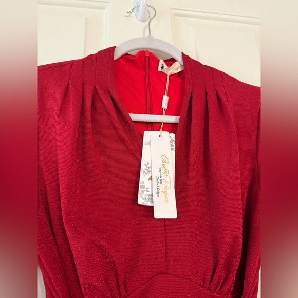 NWT VINTAGE STYLE GLITTER COCKTAIL DRESS w SELF BELT-S - Picture 12 of 16